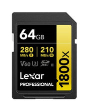 Load image into Gallery viewer, Lexar SDXC Professional 1800x UHS-II Flash Memory Card 64GB 128GB 256GB 512GB 1TB