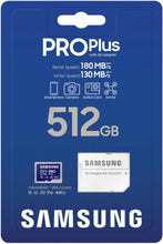 Load image into Gallery viewer, Samsung Micro SD Pro Plus (New) 180MB/s Flash Memory Card 128GB 256GB 512GB 1TB