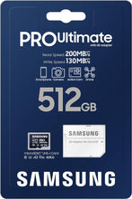 將圖片載入圖庫檢視器 Samsung Micro SD PRO Ultimate 200MB/s + Adapter Flash Memory Card 128GB 256GB 512GB