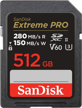 Load image into Gallery viewer, SanDisk SDXC Extreme PRO 280MB/s UHS-II Flash Memory Card 64GB 128GB 256GB 512GB 1TB