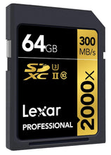 Load image into Gallery viewer, Lexar SD Professional C10 UHS-II U3 2000X 300MB/s Flash Memory Card 64GB 128GB 256GB