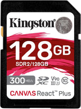Load image into Gallery viewer, Kingston SDXC Canvas React Plus C10 UHS-II SD Memory Card 64GB 128GB 256GB