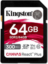 Load image into Gallery viewer, Kingston SDXC Canvas React Plus C10 UHS-II SD Memory Card 64GB 128GB 256GB