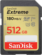 Load image into Gallery viewer, Sandisk SD Extreme 180MB/s Read Flash Memory Card 32GB 64GB 128GB 256GB 512GB