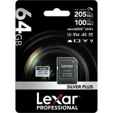 Load image into Gallery viewer, Lexar Micro SD Professional SILVER PLUS Flash Memory Card 64GB 128GB 256GB
