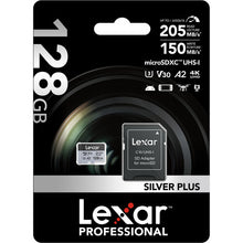 Load image into Gallery viewer, Lexar Micro SD Professional SILVER PLUS Flash Memory Card 64GB 128GB 256GB
