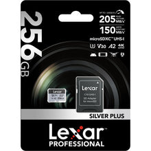 Load image into Gallery viewer, Lexar Micro SD Professional SILVER PLUS Flash Memory Card 64GB 128GB 256GB
