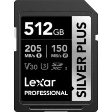Load image into Gallery viewer, Lexar SD Professional SILVER PLUS UHS-I Memory Card 64GB 128GB 256GB 512GB
