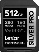 Load image into Gallery viewer, Lexar SD Professional SILVER PRO UHS-II Memory Card 128GB 256GB 512GB
