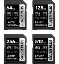 Load image into Gallery viewer, Lexar SD Professional SILVER PLUS UHS-I Memory Card 64GB 128GB 256GB 512GB
