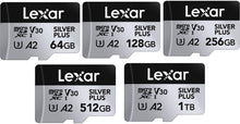 Load image into Gallery viewer, Lexar Micro SD Professional SILVER PLUS Flash Memory Card 64GB 128GB 256GB 512GB 1TB
