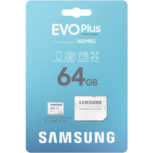 Load image into Gallery viewer, Samsung Micro SDXC EVO Plus 160MB/s Flash Memory Card 64GB 128GB 256GB 512GB
