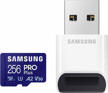 Load image into Gallery viewer, Samsung Micro SD Pro Plus 180MB/s With USB Card Reader Memory Card 128GB 256GB 512GB
