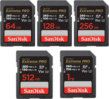 Load image into Gallery viewer, SanDisk SDXC Extreme PRO 280MB/s UHS-II Flash Memory Card 64GB 128GB 256GB 512GB 1TB

