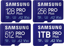 Load image into Gallery viewer, Samsung Micro SD Pro Plus (New) 180MB/s Flash Memory Card 128GB 256GB 512GB 1TB
