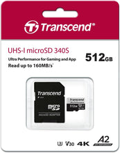 Load image into Gallery viewer, Transcend Micro SD USD340S Ultra Performance U3 UHS-I Memory Card 64GB 128GB 256GB 512GB
