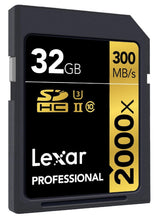 Load image into Gallery viewer, Lexar SD Professional C10 UHS-II U3 2000X 300MB/s Flash Memory Card 32GB 64GB 128GB 256GB
