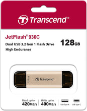 Load image into Gallery viewer, Transcend USB JetFlash 930 420MB/s USB3.2 Gen 1 OTG USB Flash Drive 128GB 256GB 512GB
