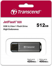 Load image into Gallery viewer, Transcend USB JetFlash 920 420MB/s USB3.2 Gen 1 USB Flash Drive 128GB 256GB 512GB
